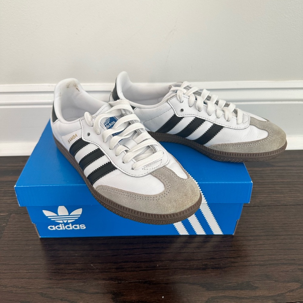 adidas Samba White Black Gray Athletic Shoes